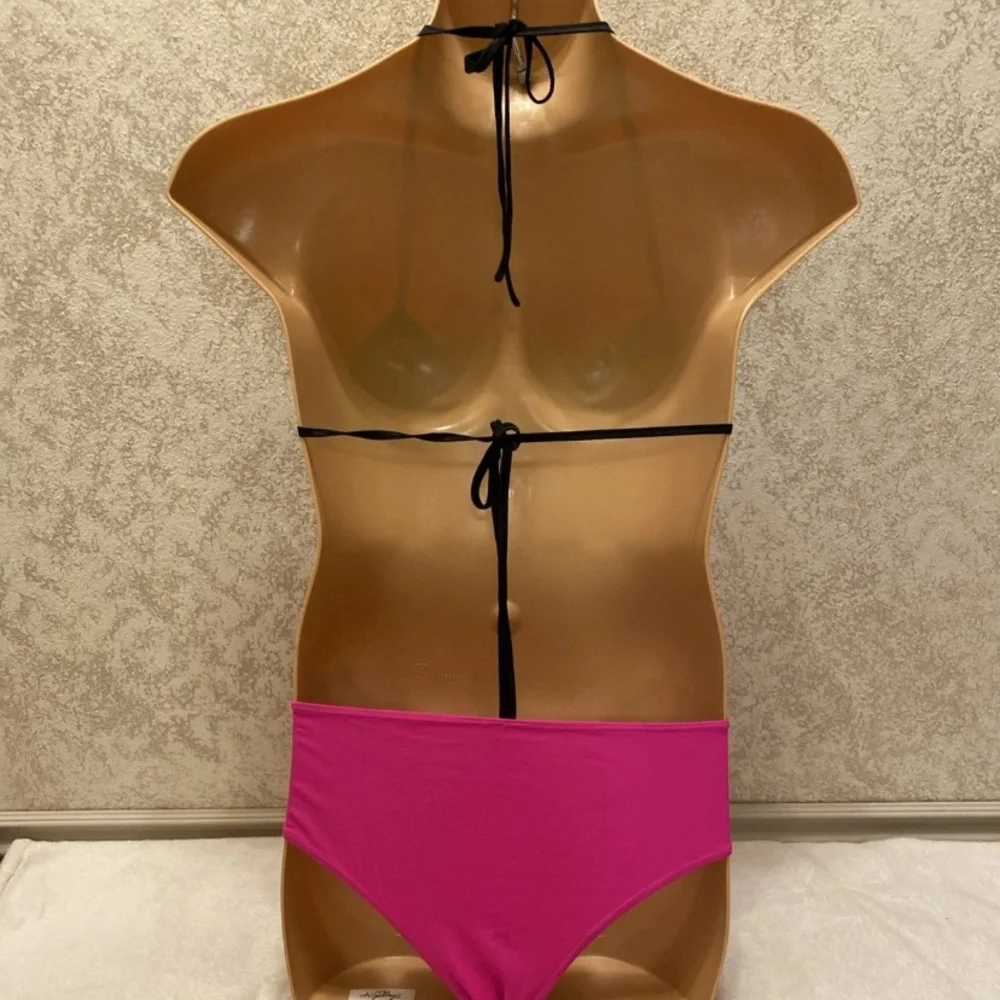 SHEIN Black and Hot Pink Bikini Set